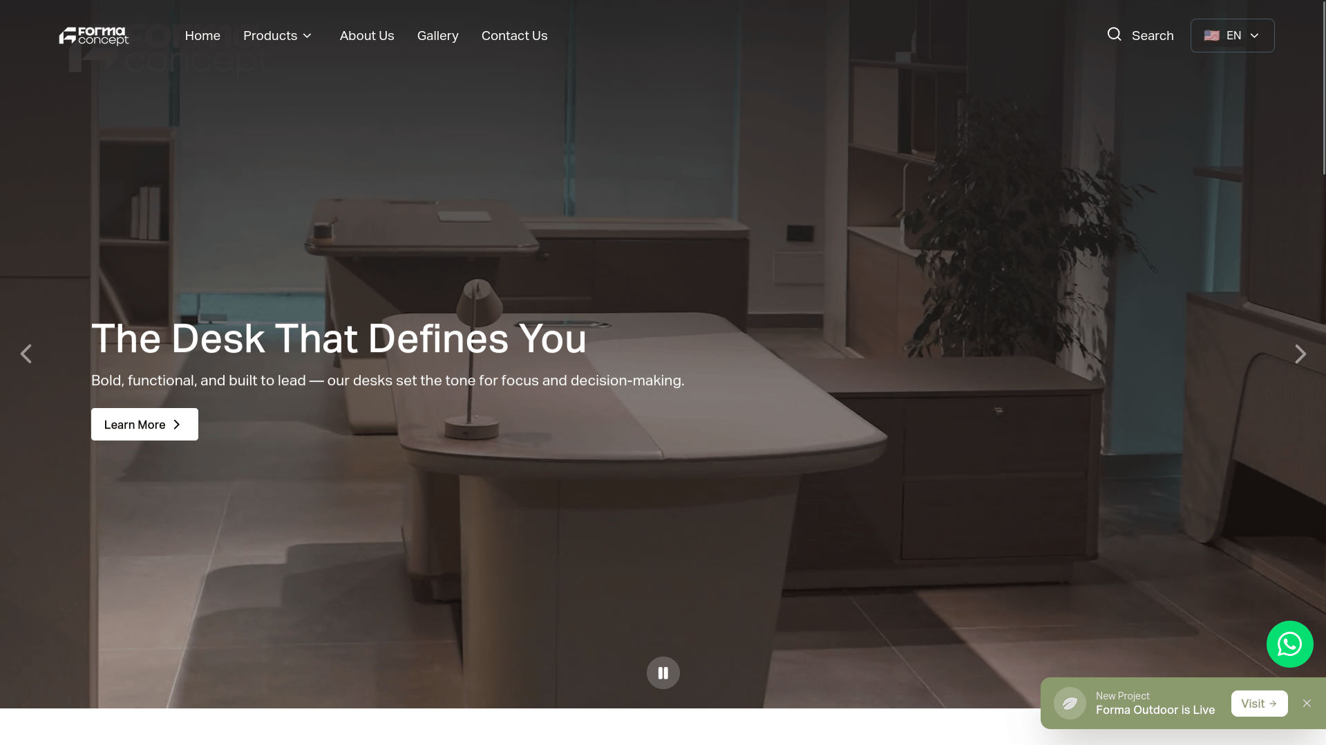 Homepage of the Forma Concept website
