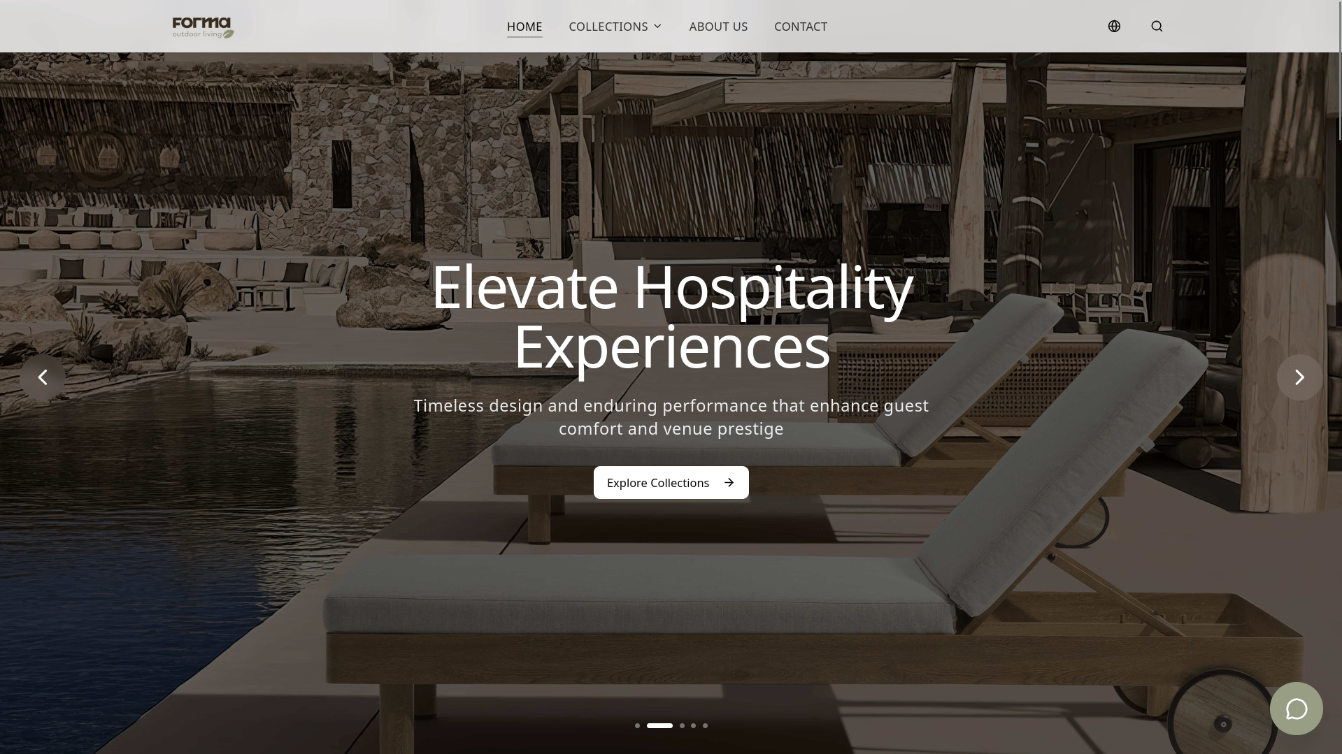 Homepage of the Forma Outdoor website